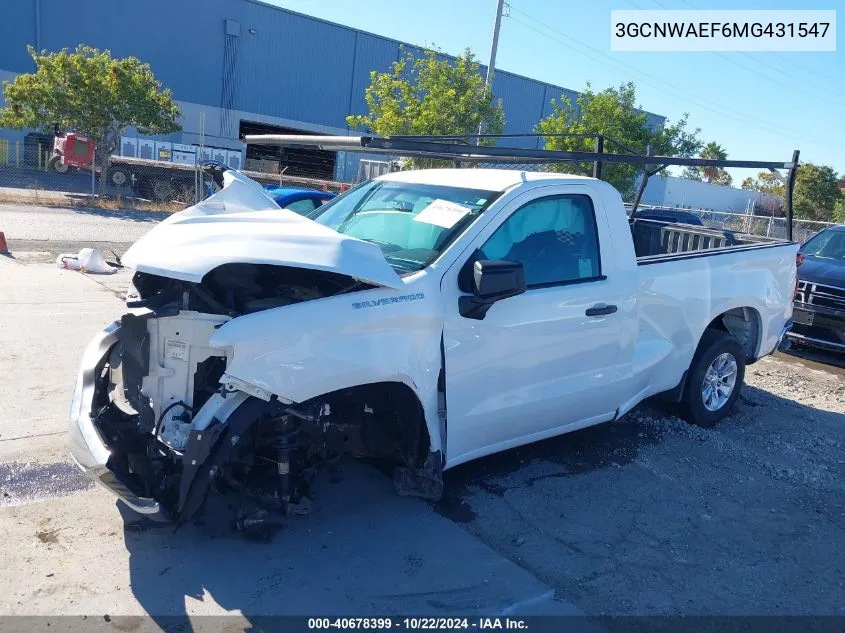 2021 Chevrolet Silverado 1500 2Wd Long Bed Wt VIN: 3GCNWAEF6MG431547 Lot: 40678399