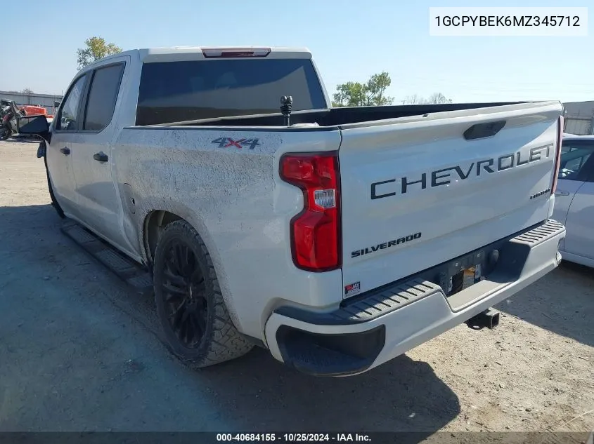 2021 Chevrolet Silverado 1500 4Wd Short Bed Custom VIN: 1GCPYBEK6MZ345712 Lot: 40684155