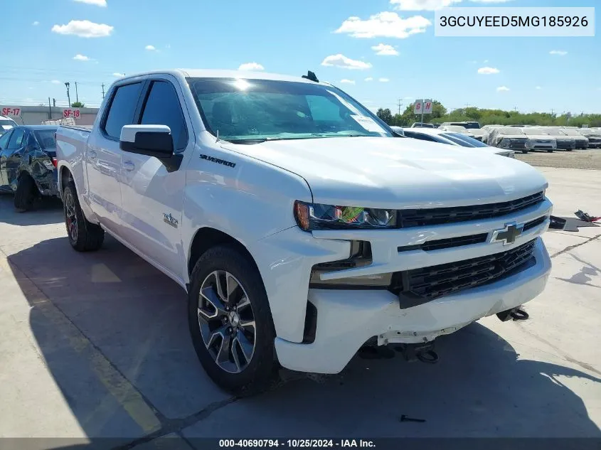 2021 Chevrolet Silverado 1500 4Wd Short Bed Rst VIN: 3GCUYEED5MG185926 Lot: 40690794