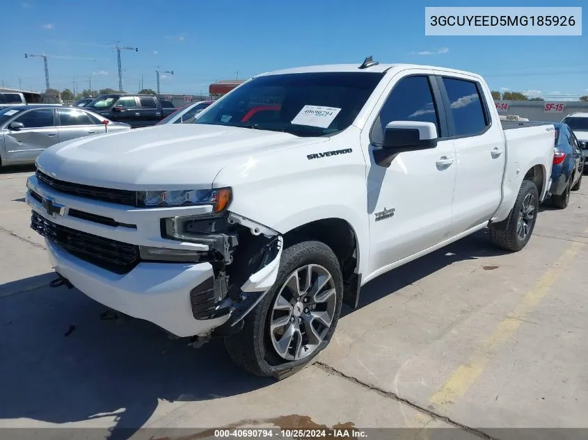 2021 Chevrolet Silverado 1500 4Wd Short Bed Rst VIN: 3GCUYEED5MG185926 Lot: 40690794