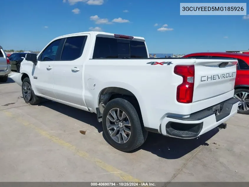 2021 Chevrolet Silverado 1500 4Wd Short Bed Rst VIN: 3GCUYEED5MG185926 Lot: 40690794