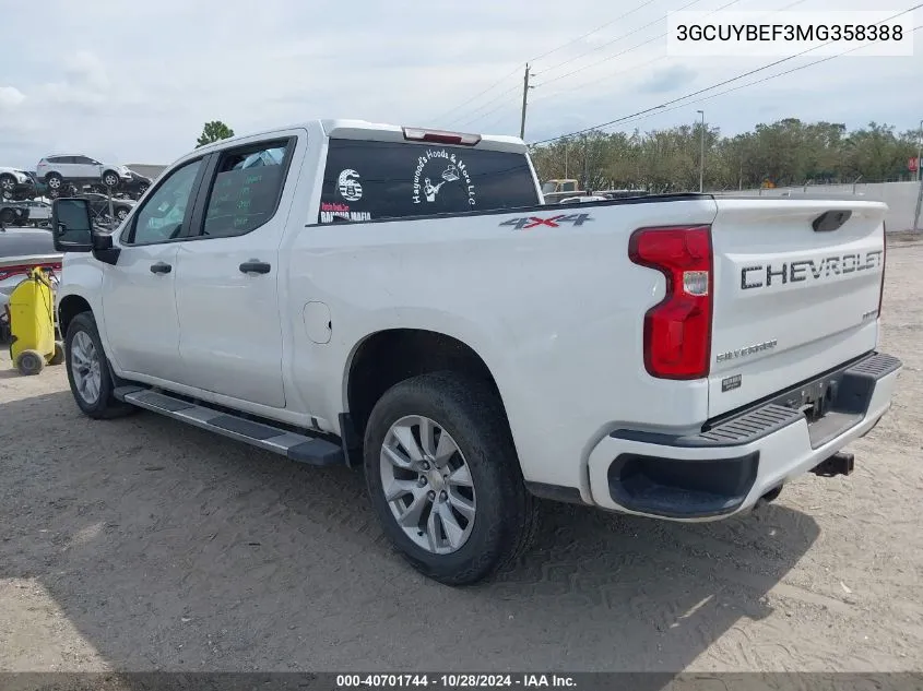 2021 Chevrolet Silverado 1500 4Wd Short Bed Custom VIN: 3GCUYBEF3MG358388 Lot: 40701744