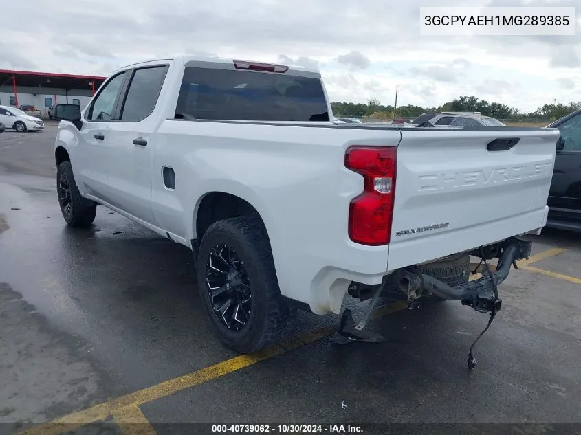 2021 Chevrolet Silverado 1500 4Wd Standard Bed Wt VIN: 3GCPYAEH1MG289385 Lot: 40739062