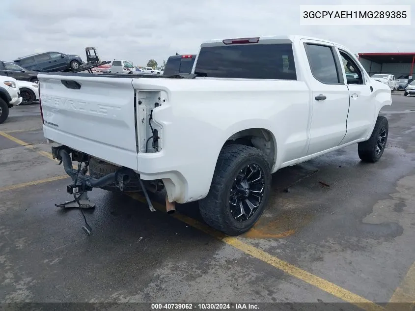 2021 Chevrolet Silverado 1500 4Wd Standard Bed Wt VIN: 3GCPYAEH1MG289385 Lot: 40739062