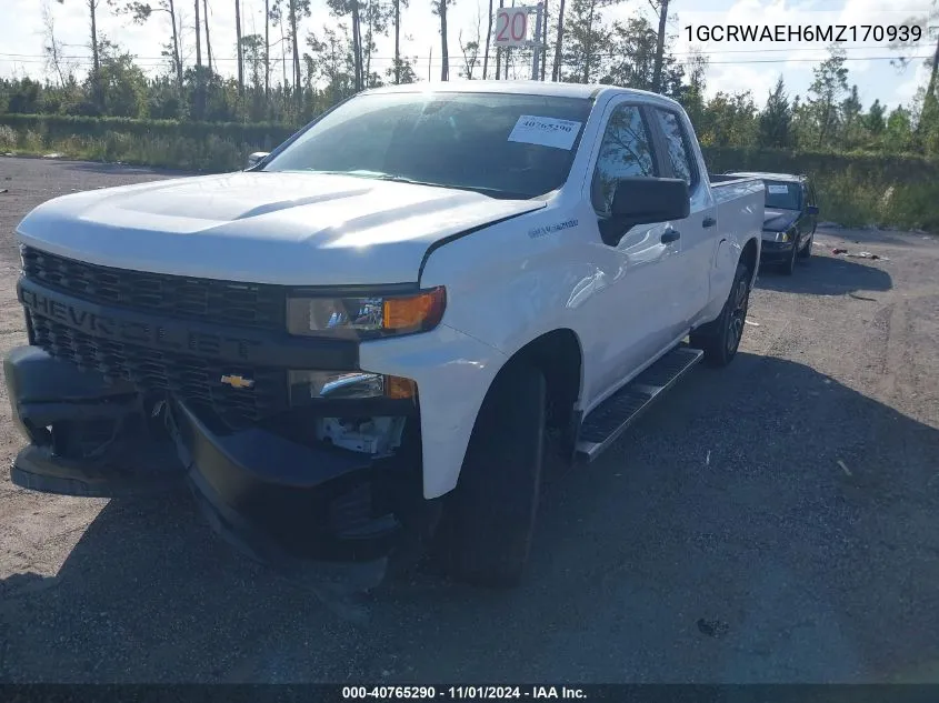 2021 Chevrolet Silverado 1500 2Wd Standard Bed Wt VIN: 1GCRWAEH6MZ170939 Lot: 40765290