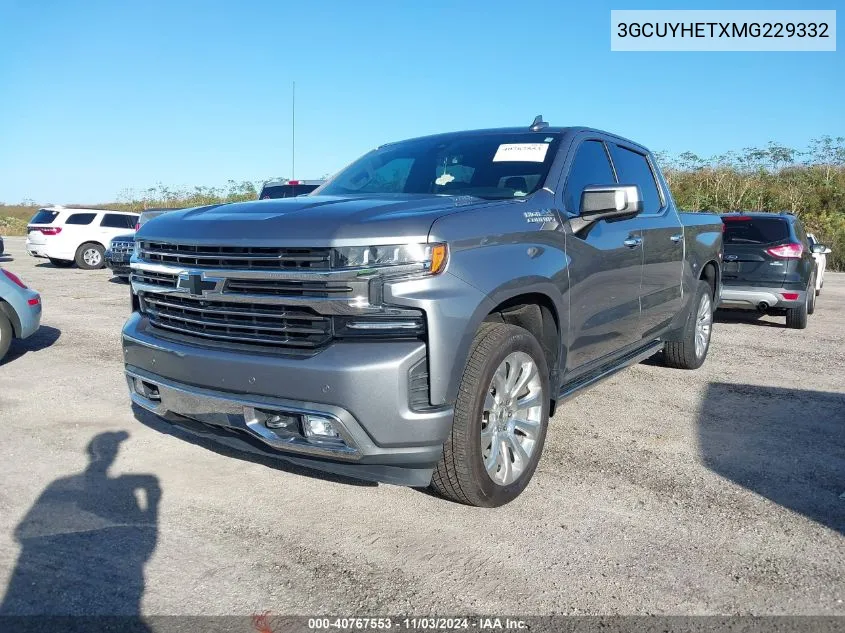 2021 Chevrolet Silverado 1500 4Wd Short Bed High Country VIN: 3GCUYHETXMG229332 Lot: 40767553