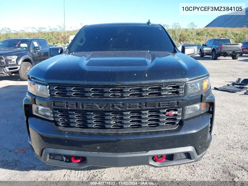 2021 Chevrolet Silverado 1500 4Wd Short Bed Custom Trail Boss VIN: 1GCPYCEF3MZ384105 Lot: 40771533