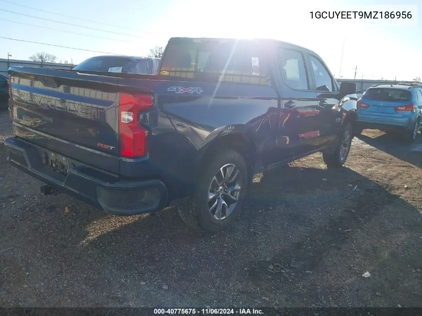 2021 Chevrolet Silverado 1500 4Wd Short Bed Rst VIN: 1GCUYEET9MZ186956 Lot: 40775675