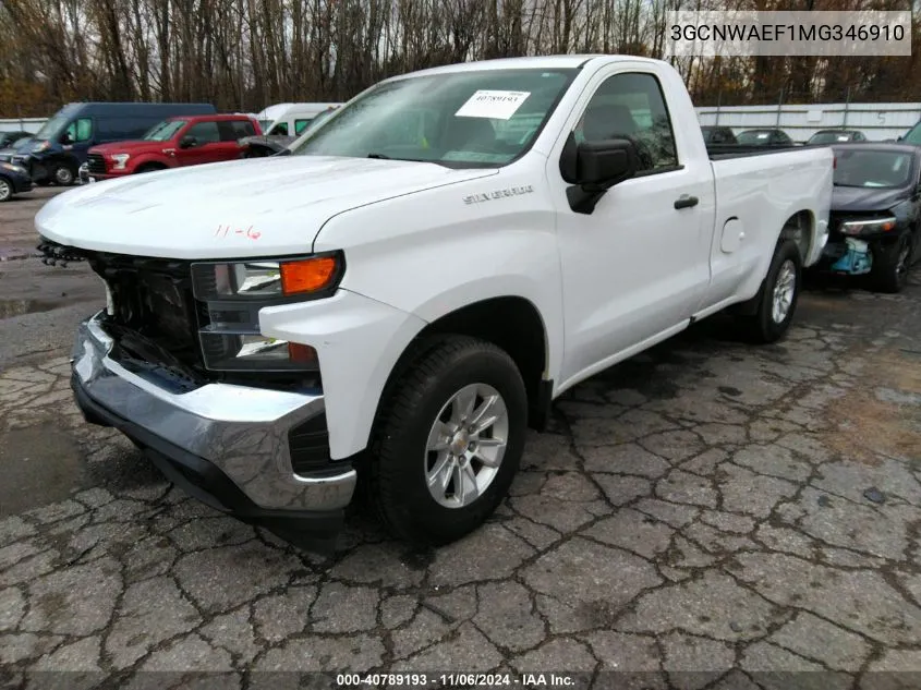 2021 Chevrolet Silverado 1500 2Wd Long Bed Wt VIN: 3GCNWAEF1MG346910 Lot: 40789193