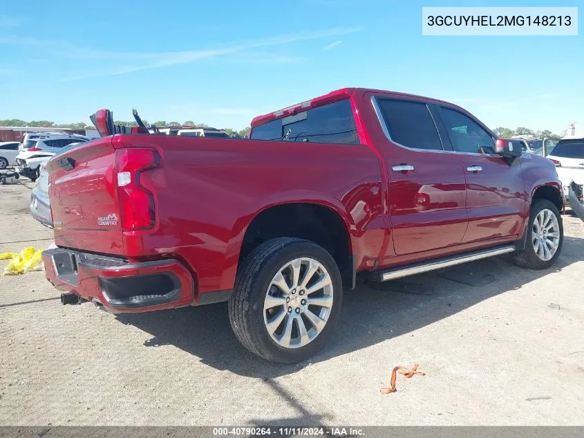 2021 Chevrolet Silverado 1500 4Wd Short Bed High Country VIN: 3GCUYHEL2MG148213 Lot: 40790264