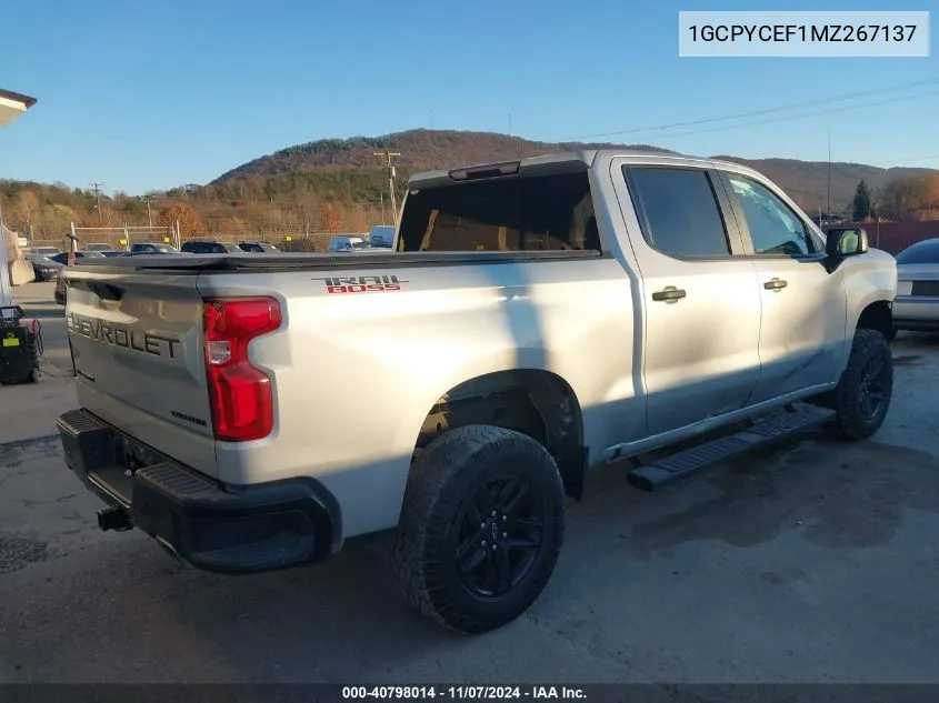 2021 Chevrolet Silverado 1500 4Wd Short Bed Custom Trail Boss VIN: 1GCPYCEF1MZ267137 Lot: 40798014