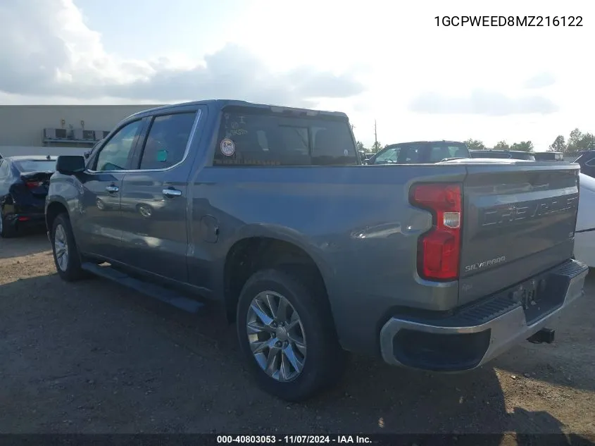 2021 Chevrolet Silverado 1500 2Wd Short Bed Ltz VIN: 1GCPWEED8MZ216122 Lot: 40803053