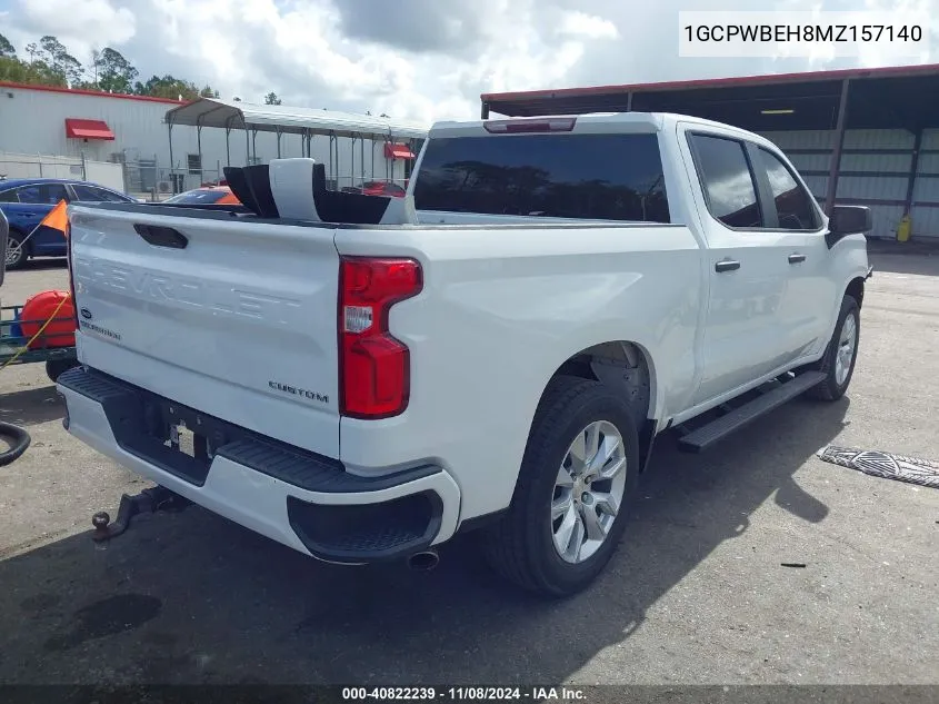 2021 Chevrolet Silverado 1500 2Wd Short Bed Custom VIN: 1GCPWBEH8MZ157140 Lot: 40822239