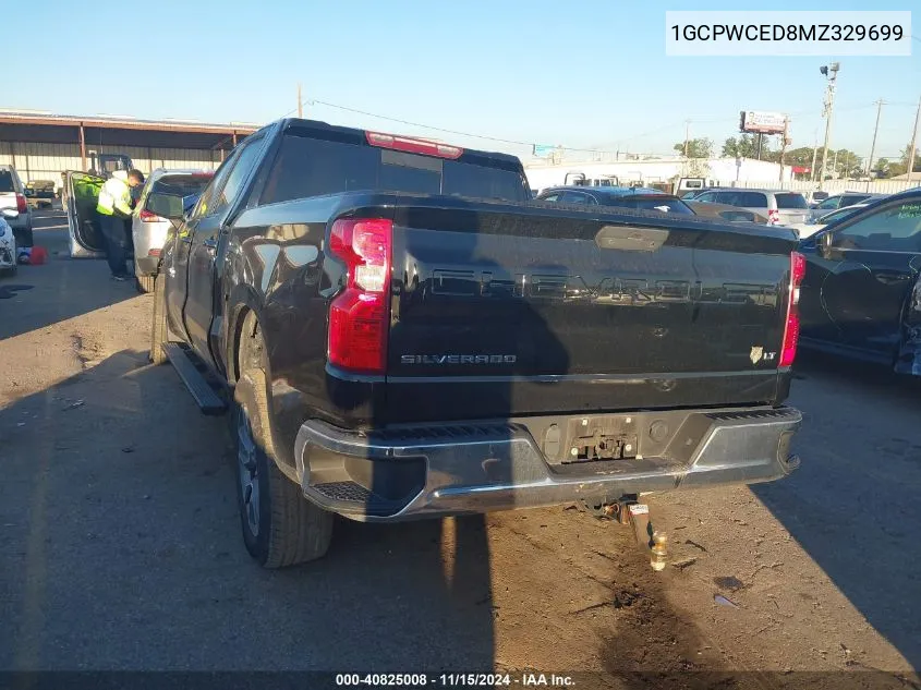 2021 Chevrolet Silverado 1500 2Wd Short Bed Lt VIN: 1GCPWCED8MZ329699 Lot: 40825008