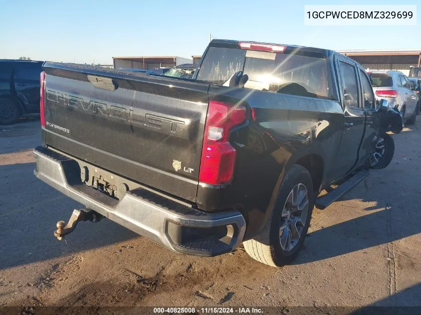 2021 Chevrolet Silverado 1500 2Wd Short Bed Lt VIN: 1GCPWCED8MZ329699 Lot: 40825008