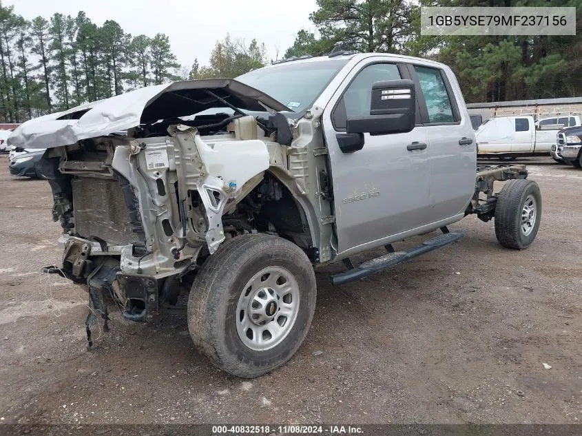 2021 Chevrolet Silverado 3500Hd VIN: 1GB5YSE79MF237156 Lot: 40832518