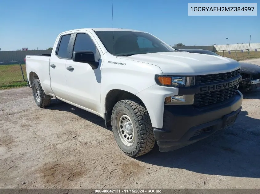 2021 Chevrolet Silverado 1500 4Wd Standard Bed Wt VIN: 1GCRYAEH2MZ384997 Lot: 40842131