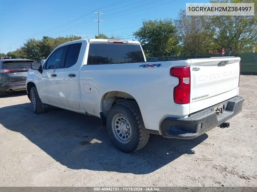 2021 Chevrolet Silverado 1500 4Wd Standard Bed Wt VIN: 1GCRYAEH2MZ384997 Lot: 40842131