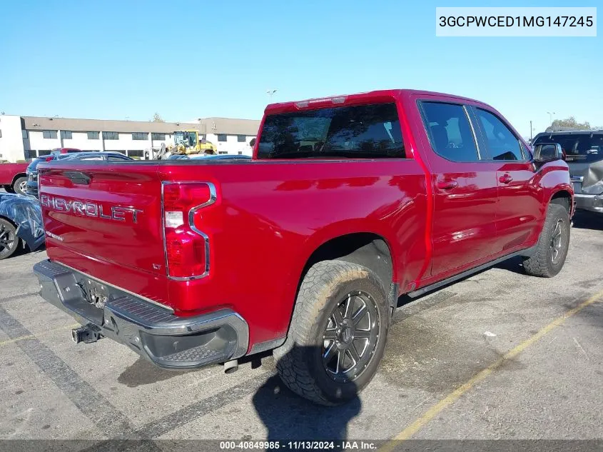 2021 Chevrolet Silverado 1500 2Wd Short Bed Lt VIN: 3GCPWCED1MG147245 Lot: 40849985