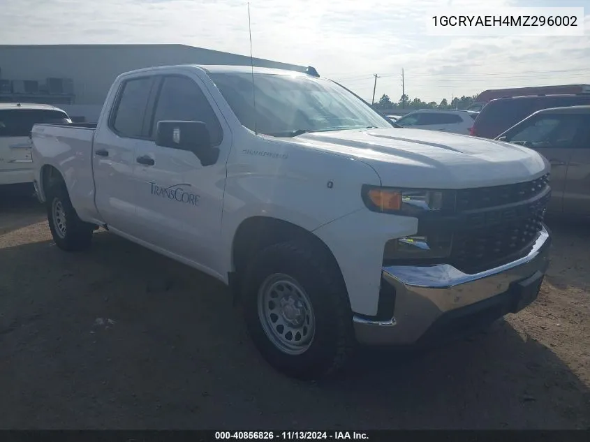 2021 Chevrolet Silverado 1500 4Wd Standard Bed Wt VIN: 1GCRYAEH4MZ296002 Lot: 40856826