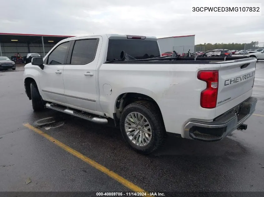 2021 Chevrolet Silverado 1500 2Wd Short Bed Lt VIN: 3GCPWCED3MG107832 Lot: 40859705