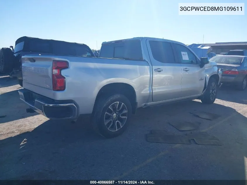 2021 Chevrolet Silverado 1500 2Wd Short Bed Lt VIN: 3GCPWCED8MG109611 Lot: 40866587