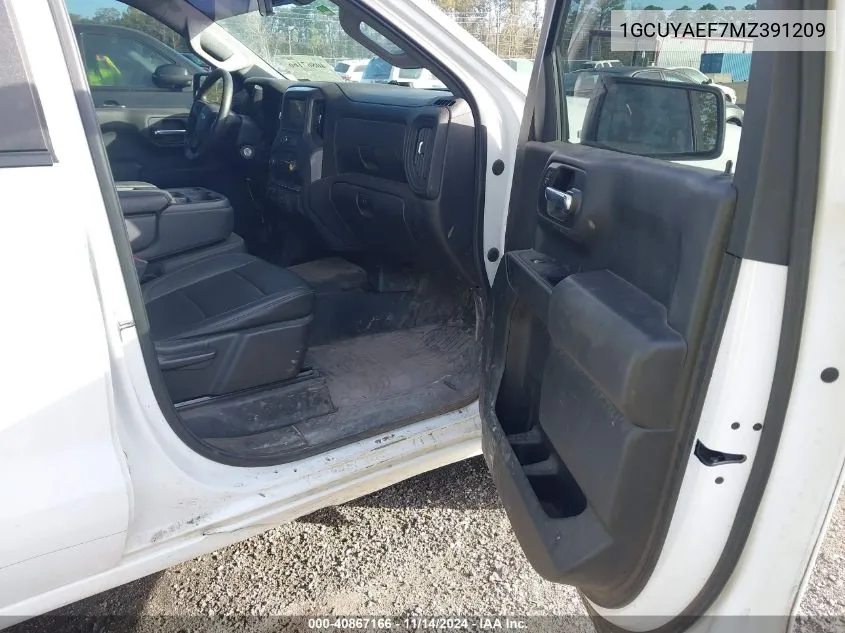 2021 Chevrolet Silverado 1500 4Wd Standard Bed Wt VIN: 1GCUYAEF7MZ391209 Lot: 40867166