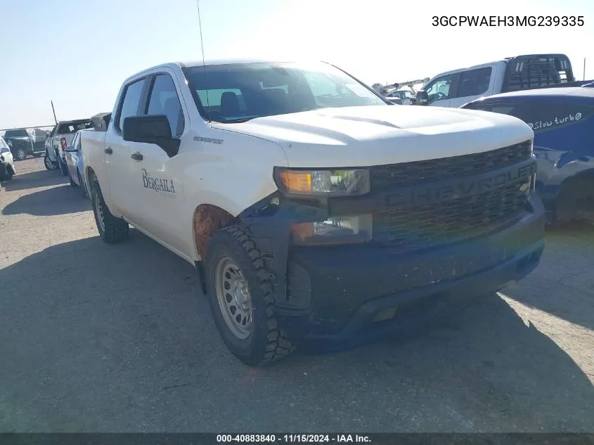 2021 Chevrolet Silverado 1500 2Wd Short Bed Wt VIN: 3GCPWAEH3MG239335 Lot: 40883840