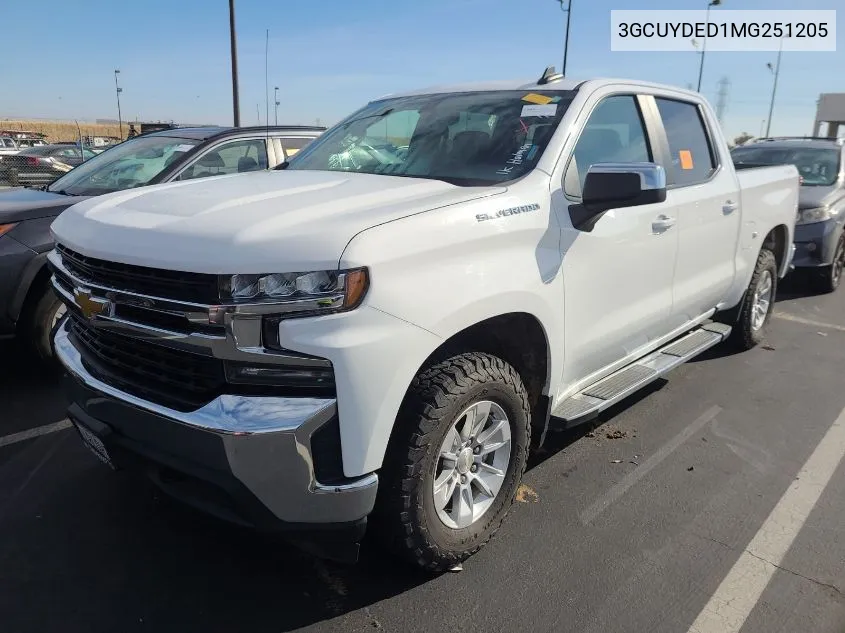 2021 Chevrolet Silverado K1500 Lt VIN: 3GCUYDED1MG251205 Lot: 40895501