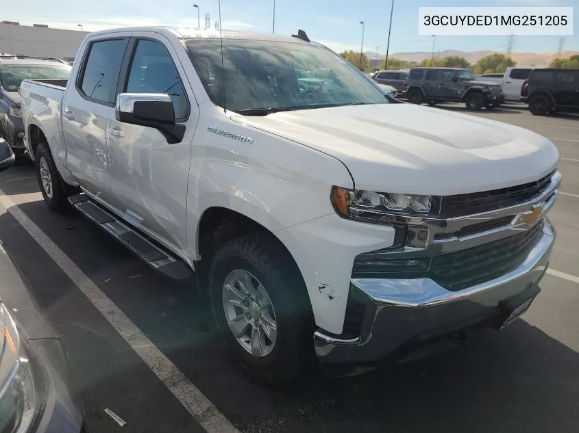 2021 Chevrolet Silverado K1500 Lt VIN: 3GCUYDED1MG251205 Lot: 40895501