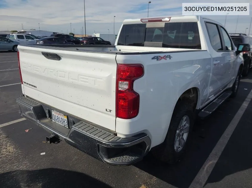 2021 Chevrolet Silverado K1500 Lt VIN: 3GCUYDED1MG251205 Lot: 40895501