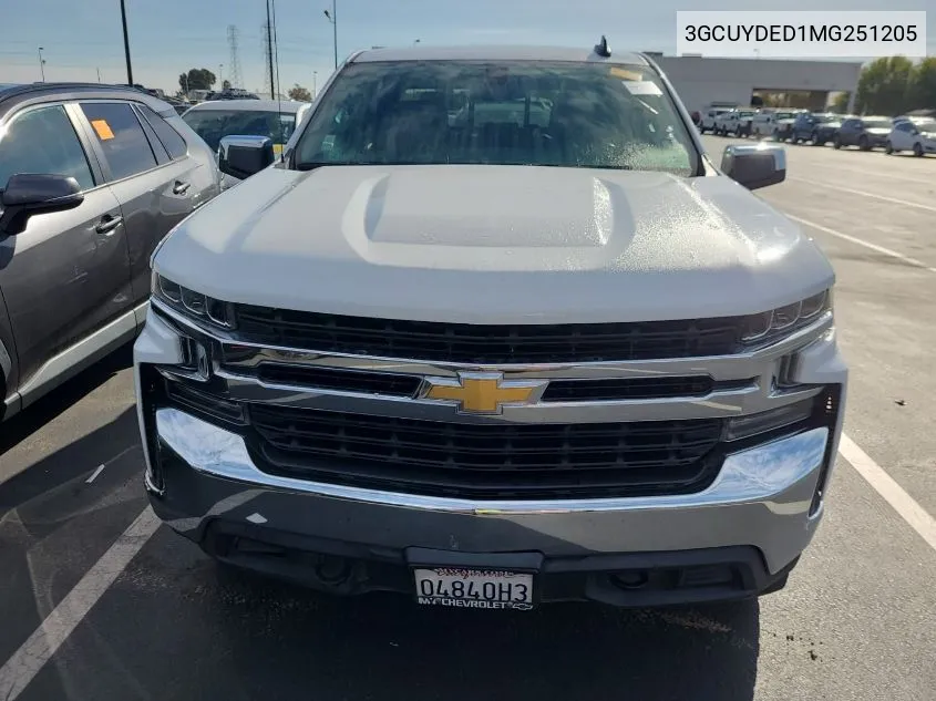 2021 Chevrolet Silverado K1500 Lt VIN: 3GCUYDED1MG251205 Lot: 40895501