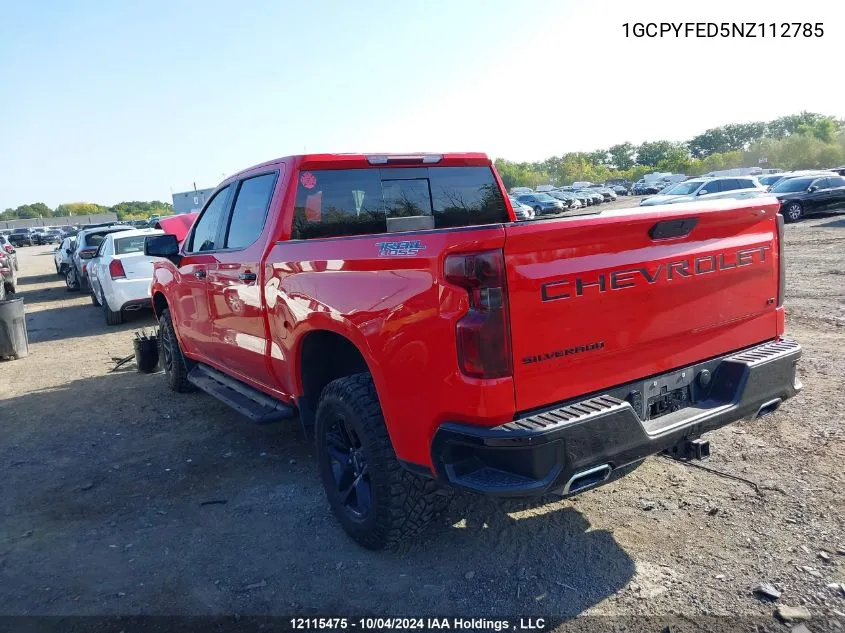 2022 Chevrolet Silverado Ltd K1500 Lt Trail Boss VIN: 1GCPYFED5NZ112785 Lot: 12115475