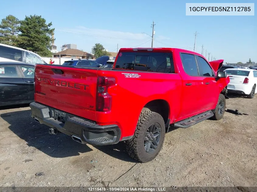 2022 Chevrolet Silverado Ltd K1500 Lt Trail Boss VIN: 1GCPYFED5NZ112785 Lot: 12115475