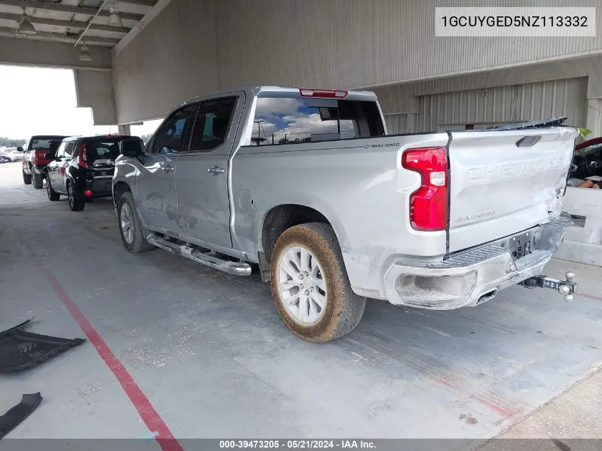 2022 Chevrolet Silverado 1500 Ltd 4Wd Short Bed Ltz VIN: 1GCUYGED5NZ113332 Lot: 39473205