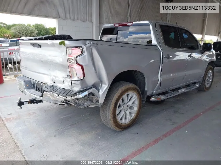 2022 Chevrolet Silverado 1500 Ltd 4Wd Short Bed Ltz VIN: 1GCUYGED5NZ113332 Lot: 39473205