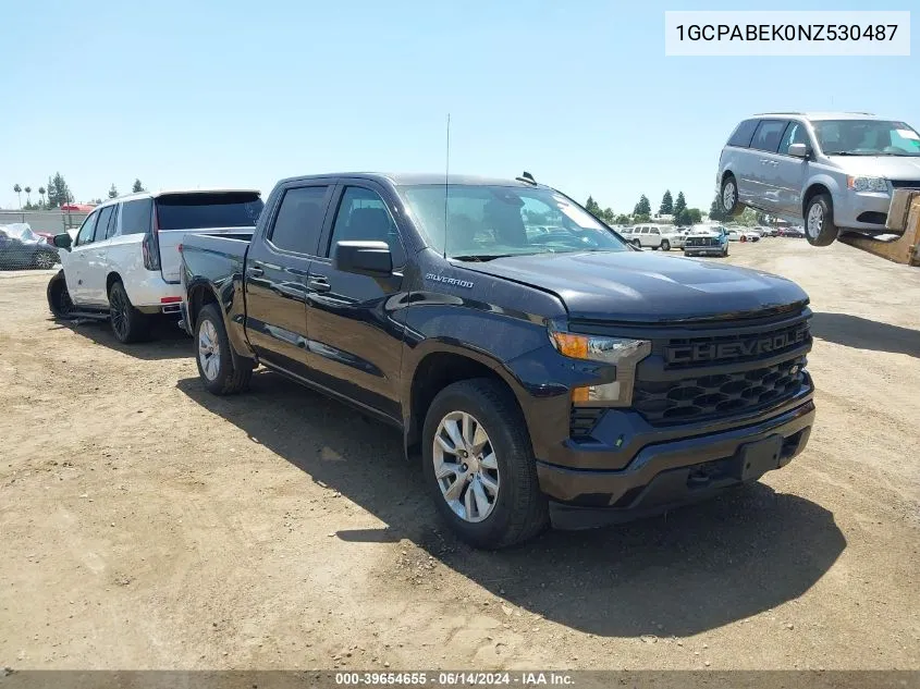 2022 Chevrolet Silverado 1500 2Wd Short Bed Custom VIN: 1GCPABEK0NZ530487 Lot: 39654655