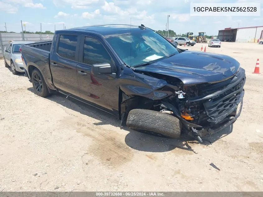 2022 Chevrolet Silverado 1500 2Wd Short Bed Custom VIN: 1GCPABEK5NZ562528 Lot: 39732658