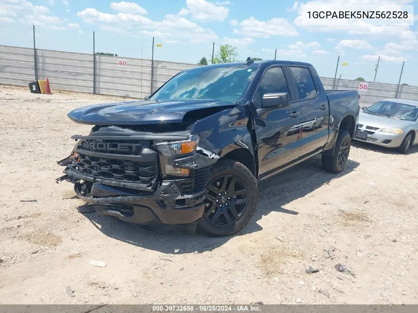 2022 Chevrolet Silverado 1500 2Wd Short Bed Custom VIN: 1GCPABEK5NZ562528 Lot: 39732658