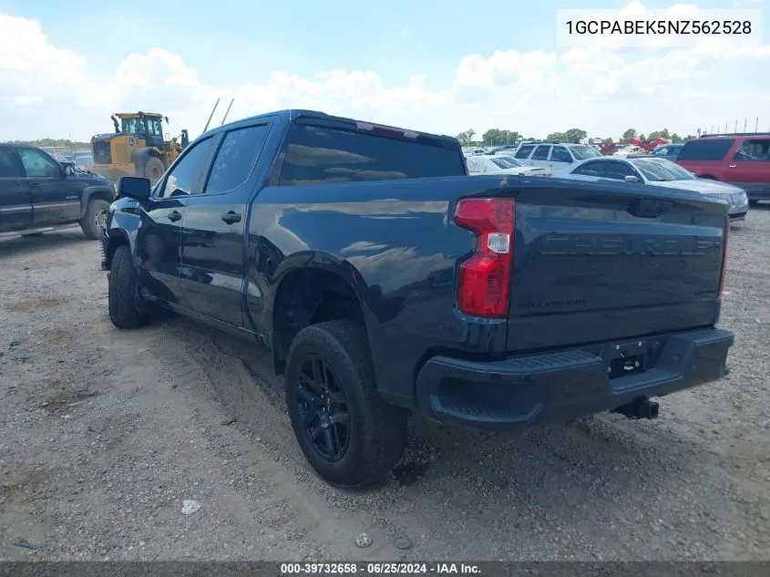 2022 Chevrolet Silverado 1500 2Wd Short Bed Custom VIN: 1GCPABEK5NZ562528 Lot: 39732658