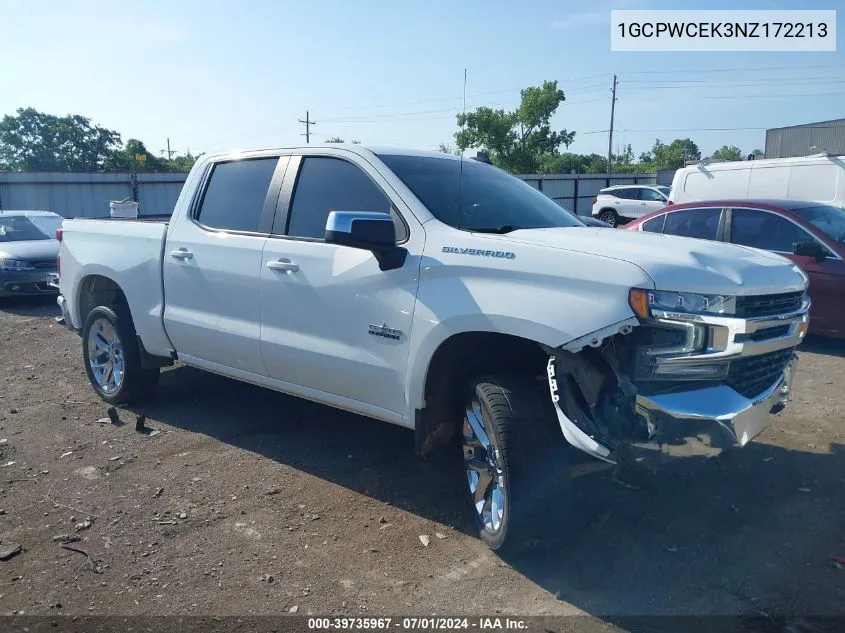 1GCPWCEK3NZ172213 2022 Chevrolet Silverado 1500 Ltd 2Wd Short Bed Lt