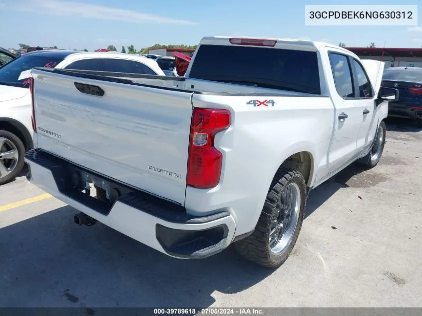 2022 Chevrolet Silverado 1500 Custom VIN: 3GCPDBEK6NG630312 Lot: 39789618