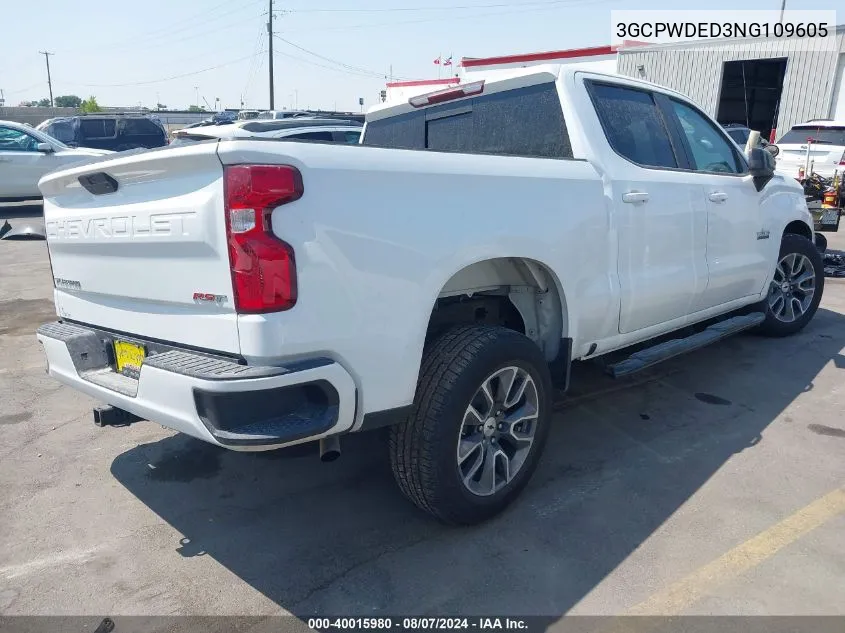 2022 Chevrolet Silverado 1500 Ltd 2Wd Short Bed Rst VIN: 3GCPWDED3NG109605 Lot: 40015980