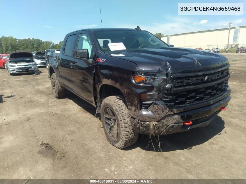 2022 Chevrolet Silverado 1500 4Wd Short Bed Custom Trail Boss VIN: 3GCPDCEK4NG669468 Lot: 40018031