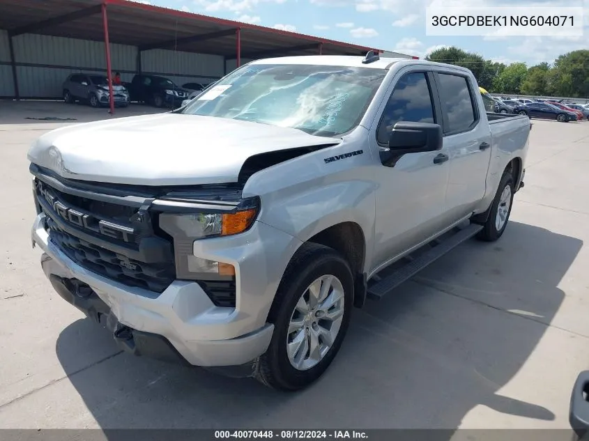 2022 Chevrolet Silverado 1500 Custom VIN: 3GCPDBEK1NG604071 Lot: 40070448