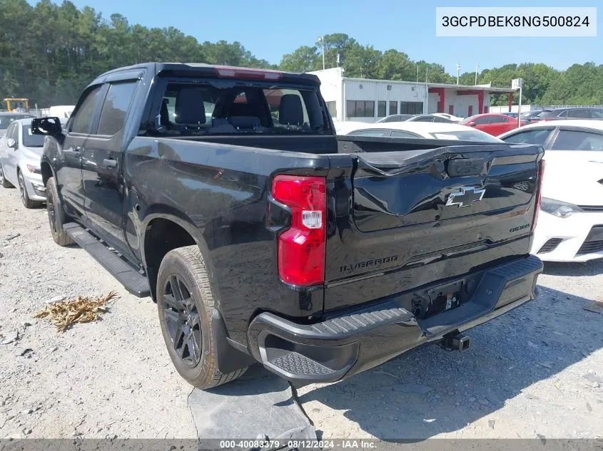 2022 Chevrolet Silverado 1500 4Wd Short Bed Custom VIN: 3GCPDBEK8NG500824 Lot: 40083379