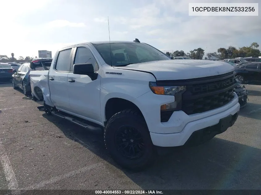 2022 Chevrolet Silverado 1500 4Wd Short Bed Custom VIN: 1GCPDBEK8NZ533256 Lot: 40084553