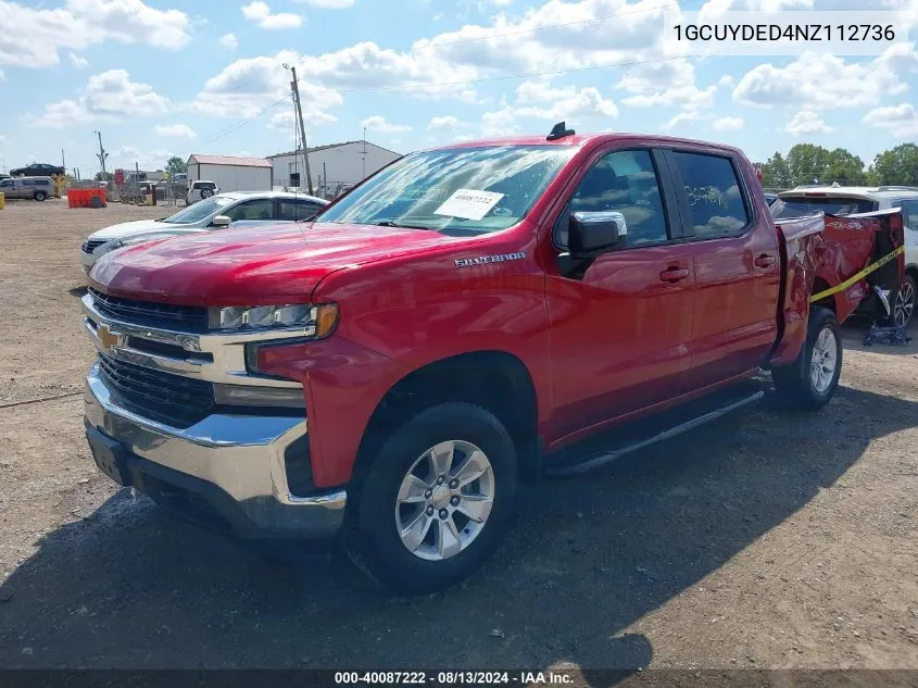 2022 Chevrolet Silverado 1500 Ltd 4Wd Short Bed Lt VIN: 1GCUYDED4NZ112736 Lot: 40087222