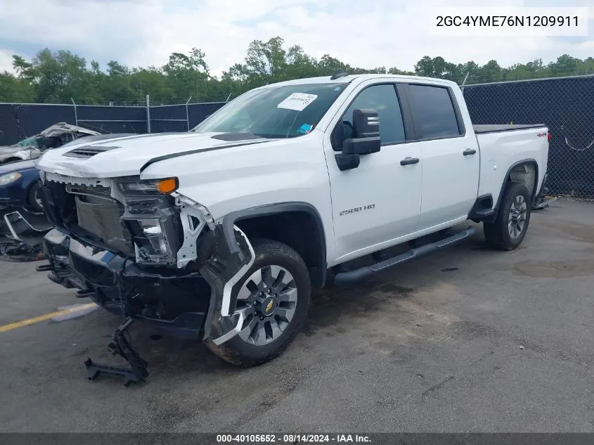 2022 Chevrolet Silverado 2500Hd 4Wd Standard Bed Custom VIN: 2GC4YME76N1209911 Lot: 40105652