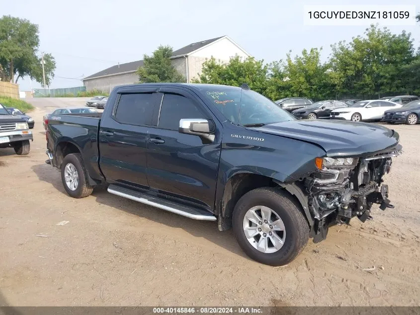 2022 Chevrolet Silverado 1500 Ltd K1500 Lt VIN: 1GCUYDED3NZ181059 Lot: 40145846